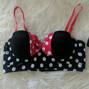 Disney Minnie Mouse Black Red Big Bow Bra